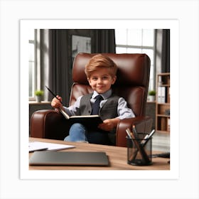 Boy in office Art Print