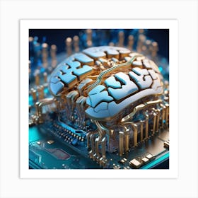 Artificial Intelligence Brain In Close Up Miki Asai Macro Photography Close Up Hyper Detailed Tr (34) Art Print