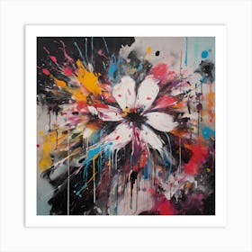 Flower Graffiti Abstract Paint Chaos Color Burst 3 Art Print