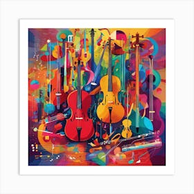 Colorful Musical Instruments Art Print