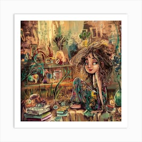 Girl In A Garden Art Print