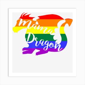 Mama Dragon Rainbow Colored Dragon Art Print