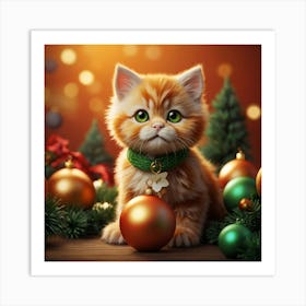 Christmas Kitten Art Print