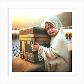 Little Girl Crying In Front Of Kaaba Art Print