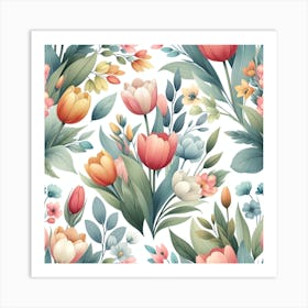 Floral Seamless Pattern Art Print