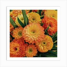 Orange Gerberas Art Print