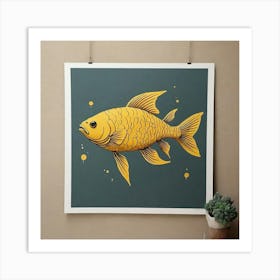 Fish Print Yellow Mustard Art Print 0 Art Print