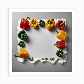 Colorful Peppers In A Frame 37 Art Print