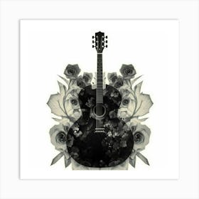 Roses And Guitar Art Print