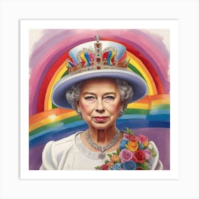 Queen Elizabeth Platinum Jubilee Rainbow Art Print 3 Art Print