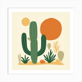 Rizwanakhan Simple Abstract Cactus Non Uniform Shapes Petrol 4 Art Print