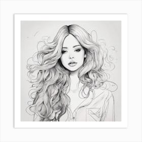 Girl With Long Hair Art Print