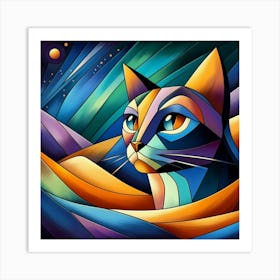 Saffron Low Poly Cat Art Print