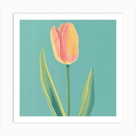 Tulip 3 Square Flower Illustration Art Print