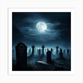 Graveyard At Night 28 Art Print