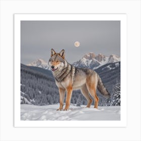 Wolf In The Snow 1 Art Print