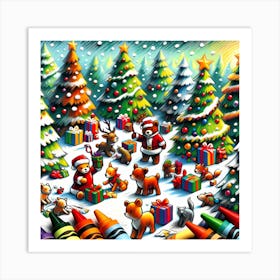 Super Kids Creativity:Christmas Trees And Crayons Art Print