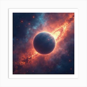 Titan In A Vibrant Watercolor Cosmic Nebula 1 Art Print