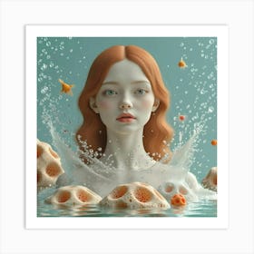 Girl In Water Art Print