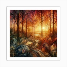 Sunset In The Forest 8 Art Print