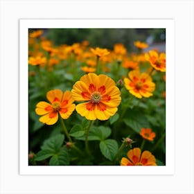 A Lush Garden Filled With Bright, Cheerful Nasturtiums 4 Art Print