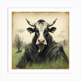 Cow In The Field 2 Art Print