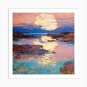 Full Moon Over The Ocean Art Print