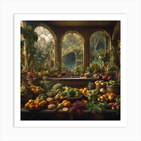 Kitchen Full Of Fruits And Vegetables Art Print