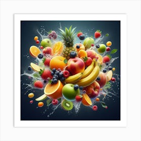 Fruits Splash Art Print