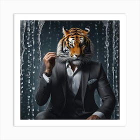 Tiger In The Rain Art Print