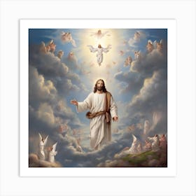 Jesus In The Clouds Art Print