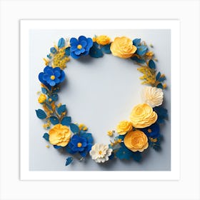 Paper Flower Wreath Art Print