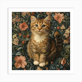 Cat In Flowers Art 2 Art Print