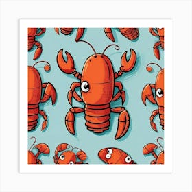 Cartoon Lobsters Art Print