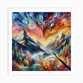 Mountain Landscape Painting 1 Art Print