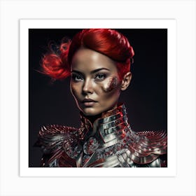 Red Haired Woman In Armor Art Print