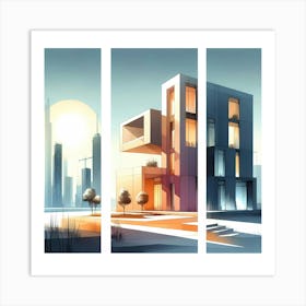 Three Cityscapes Art Print