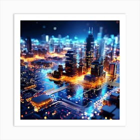 Cityscape At Night 3 Art Print