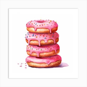 Stack Of Strawberry Donuts 3 Art Print
