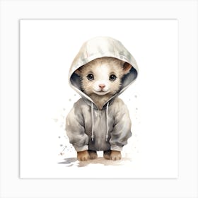 Watercolour Cartoon Sheep In A Hoodie Art Print