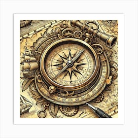 Tattoo Compass 4 Art Print