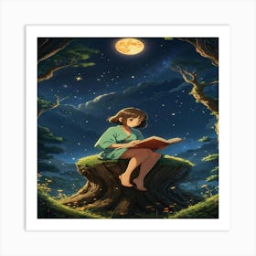 Girl Reading A Book Art Print