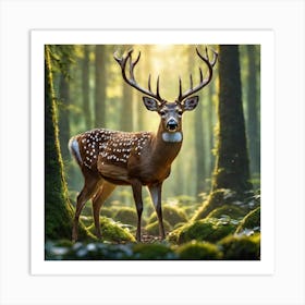 Deer In The Forest 91 Art Print