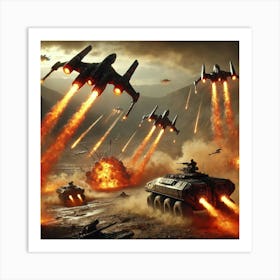 Flame Seraph Attacking Support Vehicles Art Print