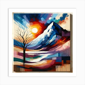 Abstract Mountain Painting 1 Art Print