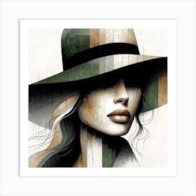 "Mystery in Monochrome" is a captivating artwork that embodies sophistication and enigma. The piece features a woman's portrait, her face partially veiled by a stylish hat, rendered in a stunning monochrome palette with a modern digital glitch effect. This artwork is a celebration of female mystique and fashion, ideal for those who appreciate bold statements and contemporary art. The fusion of classic elegance with avant-garde style makes it a compelling addition to any modern interior, perfect for creating an ambiance of intrigue and allure. Whether for a chic living space or a high-fashion environment, "Mystery in Monochrome" is sure to be a conversation starter and a symbol of timeless grace. Art Print