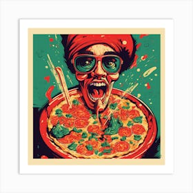 Eating Pizza Art Print