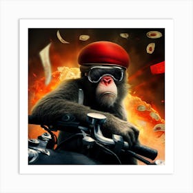 Monkey On A Motorcycle 1 Art Print