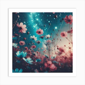 Flowers In The Night Sky Art Print