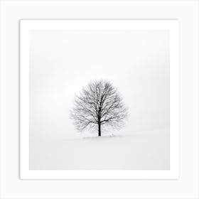 Minimalist Tree And Snow Square Art Print